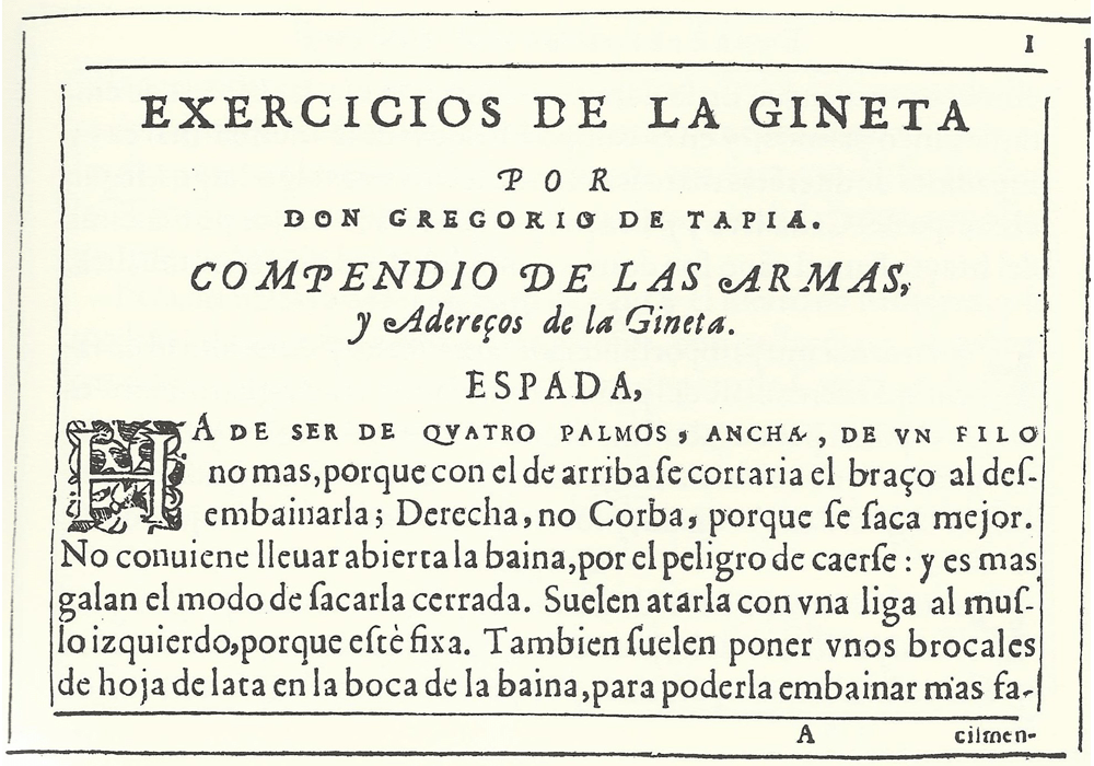 Ejercicios gineta-Tapia Salcedo-Diego Diaz-Incunables Libros Antiguos-libro facsimil-Vicent Garcia Editores-2 Armas jinete.